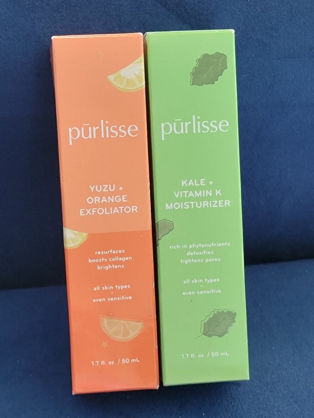 Purlisse Yuzu Orange Exfoliator an Kale + Vitamin K Moisturizer 50 ml/ 1.7 fl oz